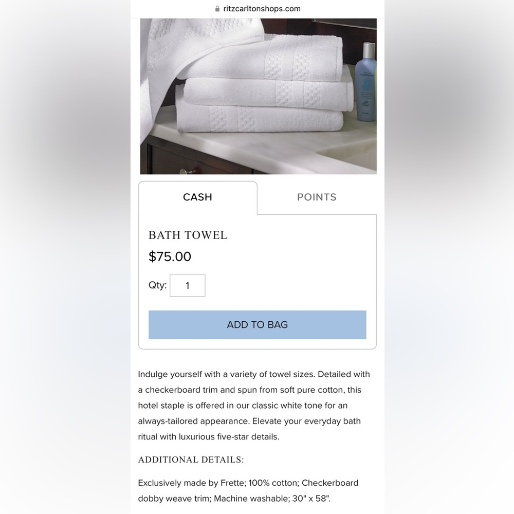 Ritz Carlton 2 bath towels - white - Picture 2 of 5